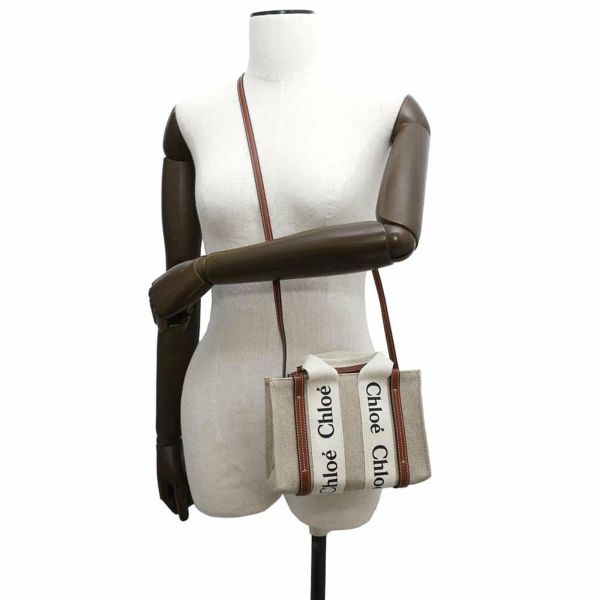 クロエ ハンドバッグ ウッディ トート ミニ キャンバス/カーフレザー CHC22AP237I2690U Chloe 2way