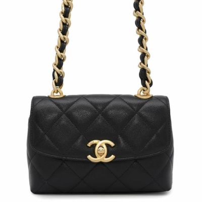シャネル チェーンショルダーバッグ マトラッセ ミニ ココマーク キャビアスキン AS3779 CHANEL 黒 安心保証