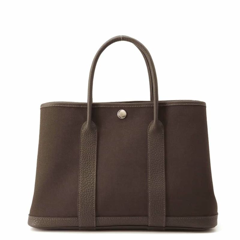 エルメス トートバッグ ガーデンパーティTPM エベンヌ/ヴェールブロンズ/シルバー金具 トワルアッシュ/ネゴンダ W刻印