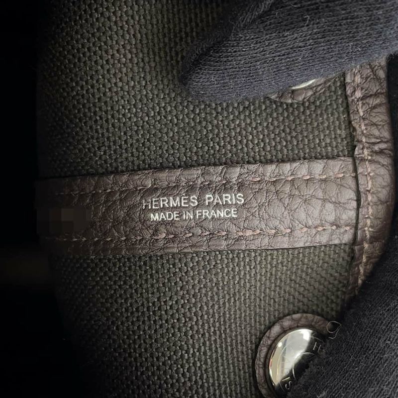 エルメス トートバッグ ガーデンパーティTPM エベンヌ/ヴェールブロンズ/シルバー金具 トワルアッシュ/ネゴンダ W刻印