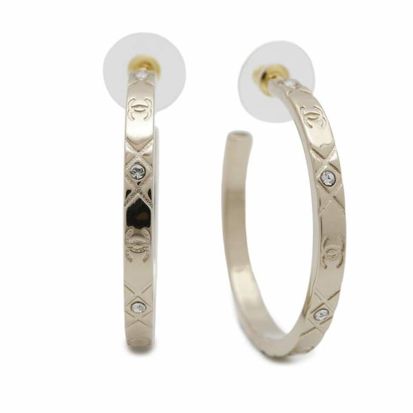 シャネル ピアス フープ メタル ラインストーン B25 P ABF246 CHANEL アクセサリー 2025年春夏