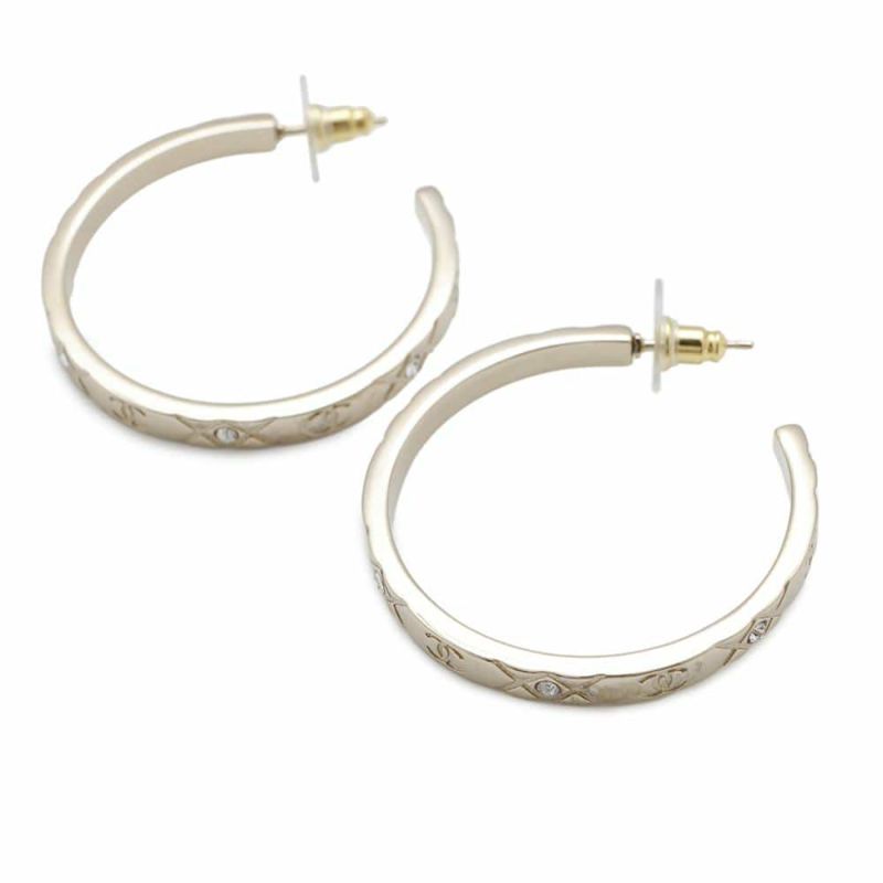 シャネル ピアス フープ メタル ラインストーン B25 P ABF246 CHANEL アクセサリー 2025年春夏