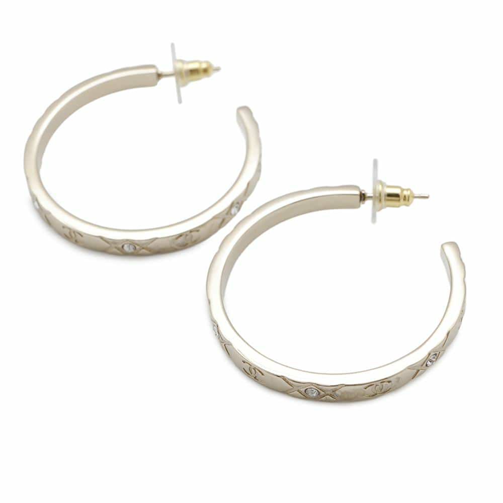 シャネル ピアス フープ メタル ラインストーン B25 P ABF246 CHANEL アクセサリー 2025年春夏