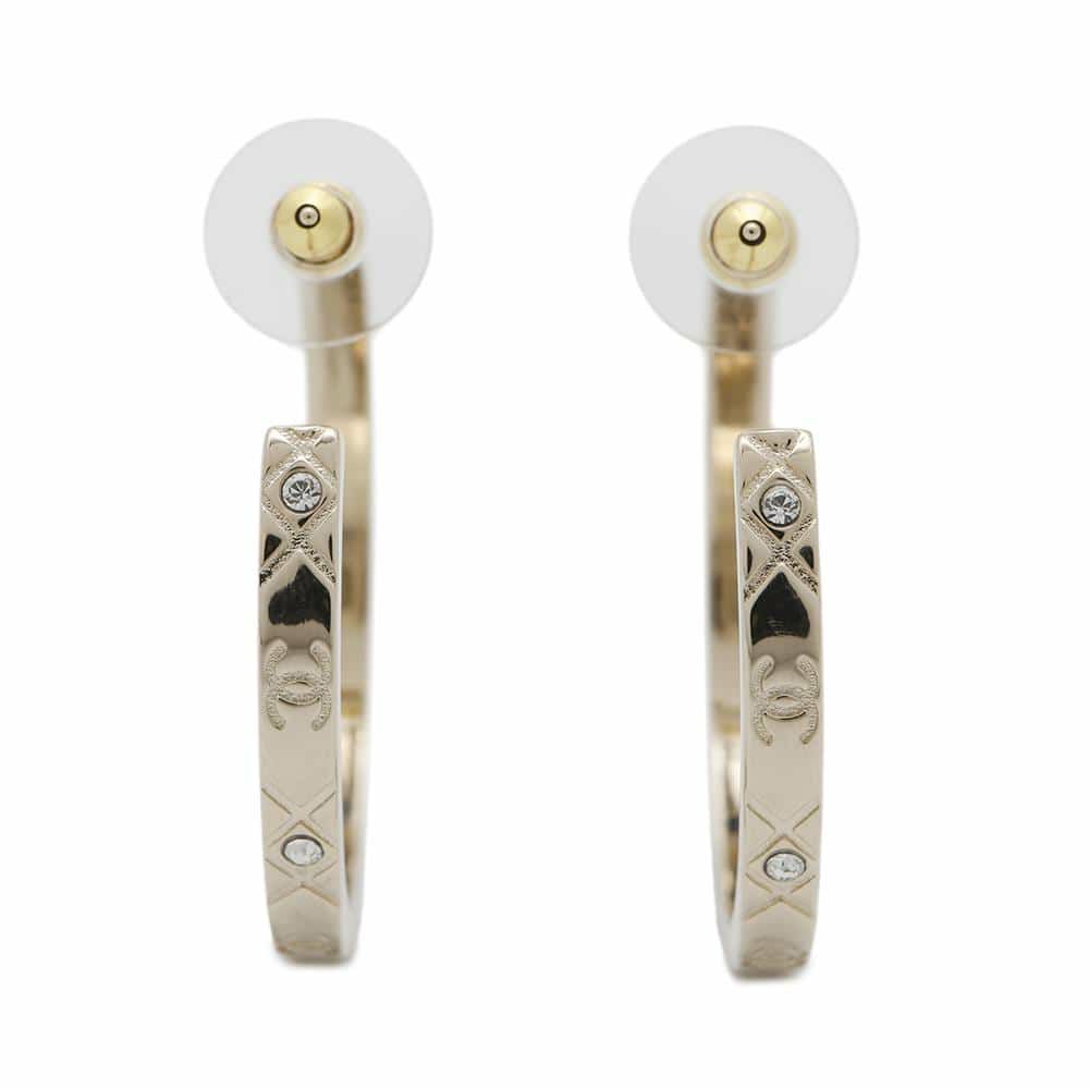 シャネル ピアス フープ メタル ラインストーン B25 P ABF246 CHANEL アクセサリー 2025年春夏