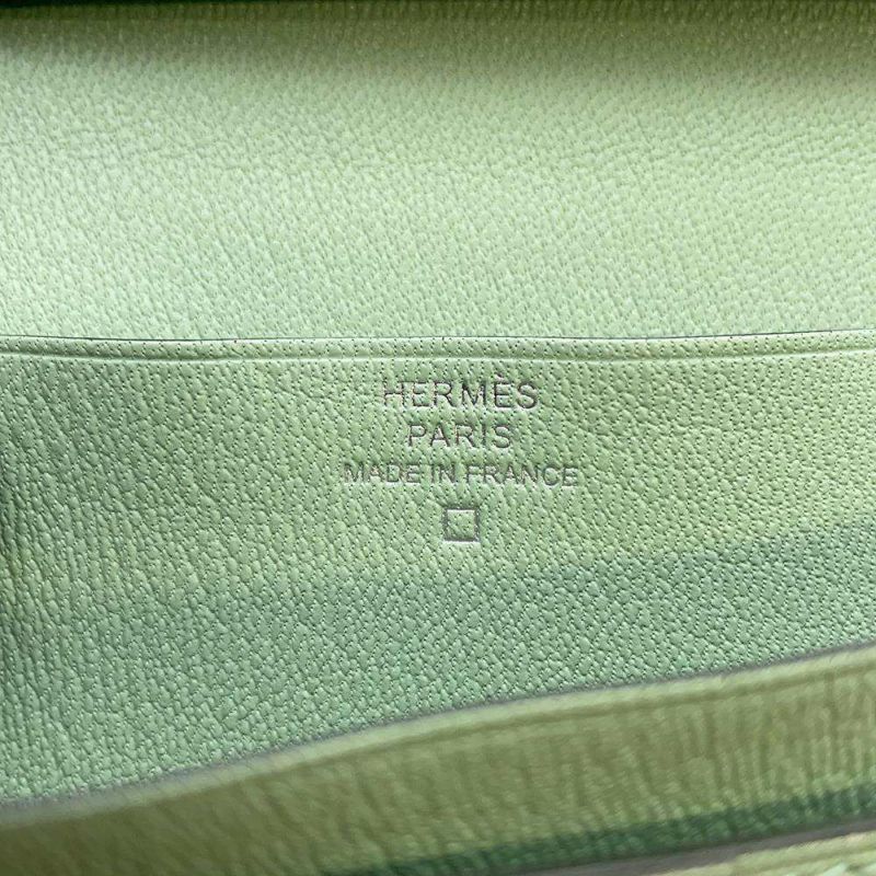 エルメス 長財布 ベアンスフレ ヴェールドー/シルバー金具 アリゲーターマット Z刻印 財布