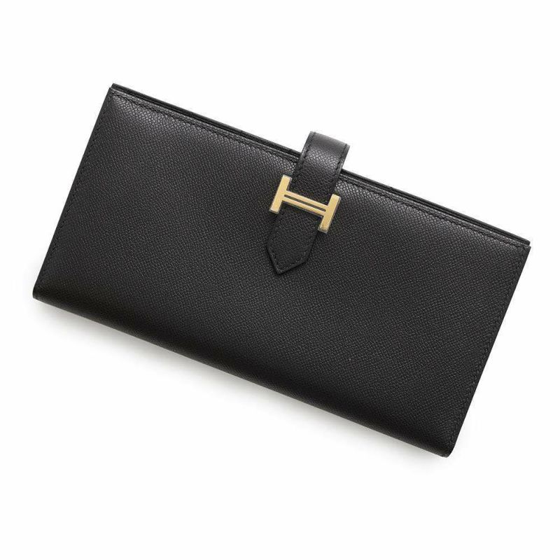 エルメス 長財布 ベアンスフレ ブラック/ゴールド金具 ヴォーマダム B刻印 HERMES 財布 黒
