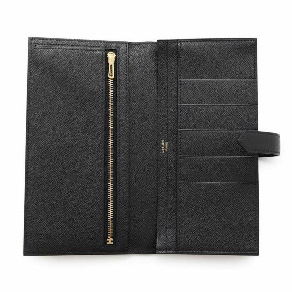 エルメス 長財布 ベアンスフレ ブラック/ゴールド金具 ヴォーマダム B刻印 HERMES 財布 黒