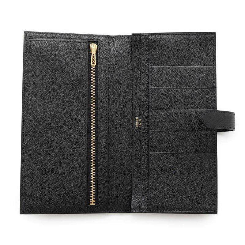 エルメス 長財布 ベアンスフレ ブラック/ゴールド金具 ヴォーマダム B刻印 HERMES 財布 黒