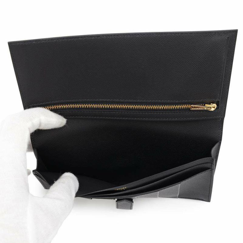 エルメス 長財布 ベアンスフレ ブラック/ゴールド金具 ヴォーマダム B刻印 HERMES 財布 黒