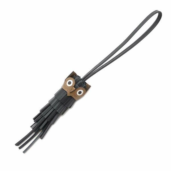 エルメス バッグチャーム シュエット ブラック/グリミスティ/アルザン ラムスキン/スイフト W刻印 フクロウ