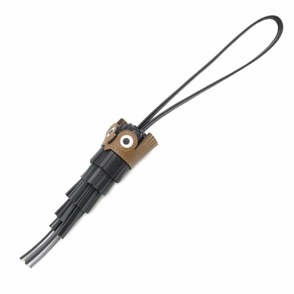 エルメス バッグチャーム シュエット ブラック/グリミスティ/アルザン ラムスキン/スイフト W刻印 フクロウ