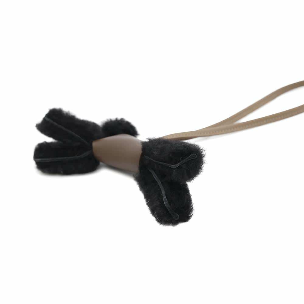 エルメス バッグチャーム バディ ショコラ/ブラック/エトゥープ ラムスキン/ムートン W刻印 HERMES 犬 黒