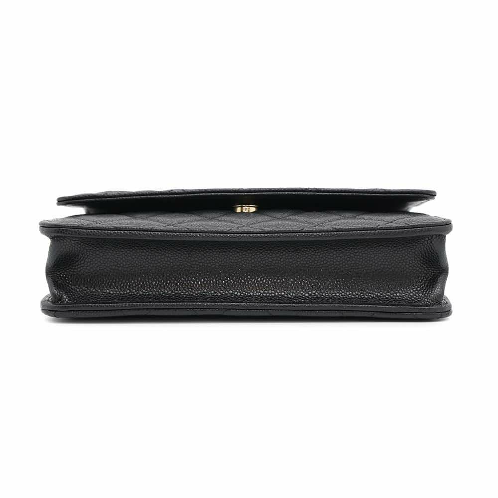 シャネル チェーンウォレット マトラッセ ココマーク キャビアスキン CHANEL 財布 ブラック 黒