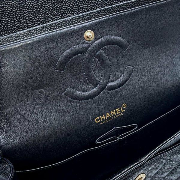 シャネル チェーンショルダーバッグ マトラッセ25 ココマーク キャビアスキン ダブルチェーン A01112 CHANEL 黒