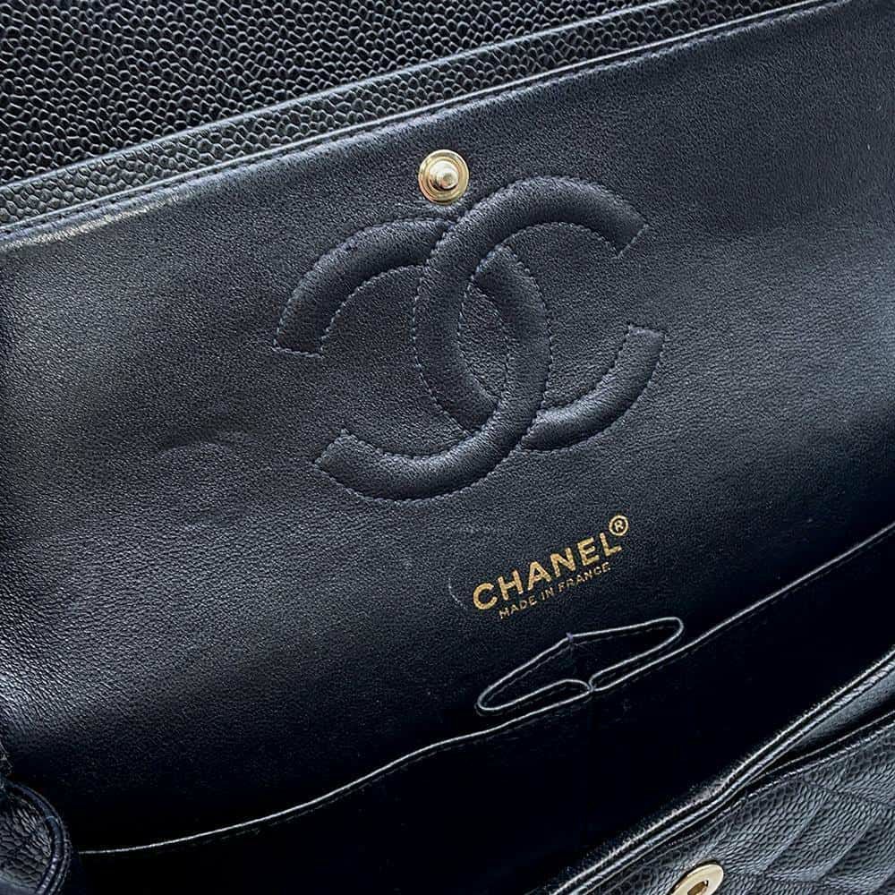 シャネル チェーンショルダーバッグ マトラッセ25 ココマーク キャビアスキン ダブルチェーン A01112 CHANEL 黒