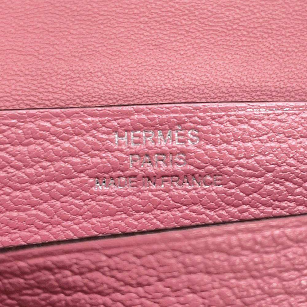 エルメス カードケース ベアン ミニ ローズアザレ/シルバー金具 シェブルミゾル D刻印 シェーブル 名刺入れ