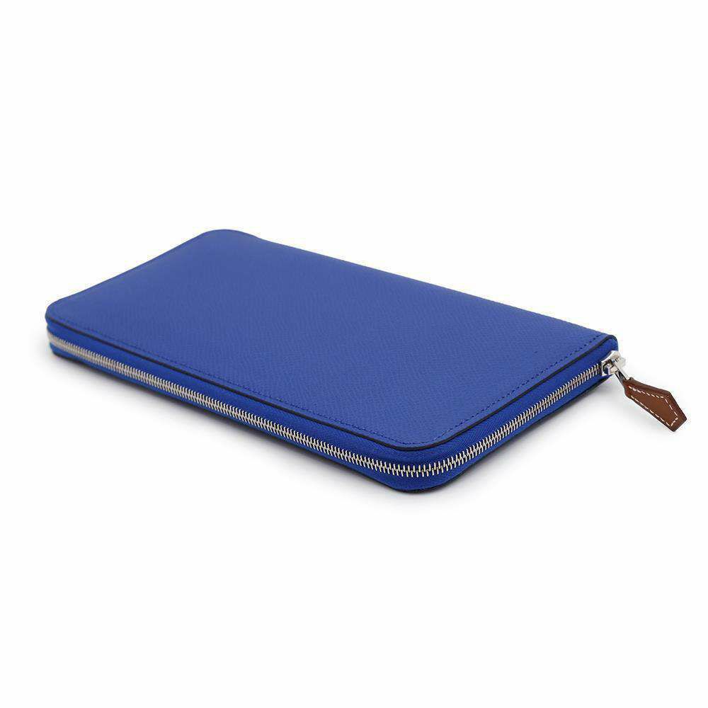 エルメス 長財布 アザップロング シルクイン ブルーロイヤル/シルバー金具 エプソン U刻印 財布