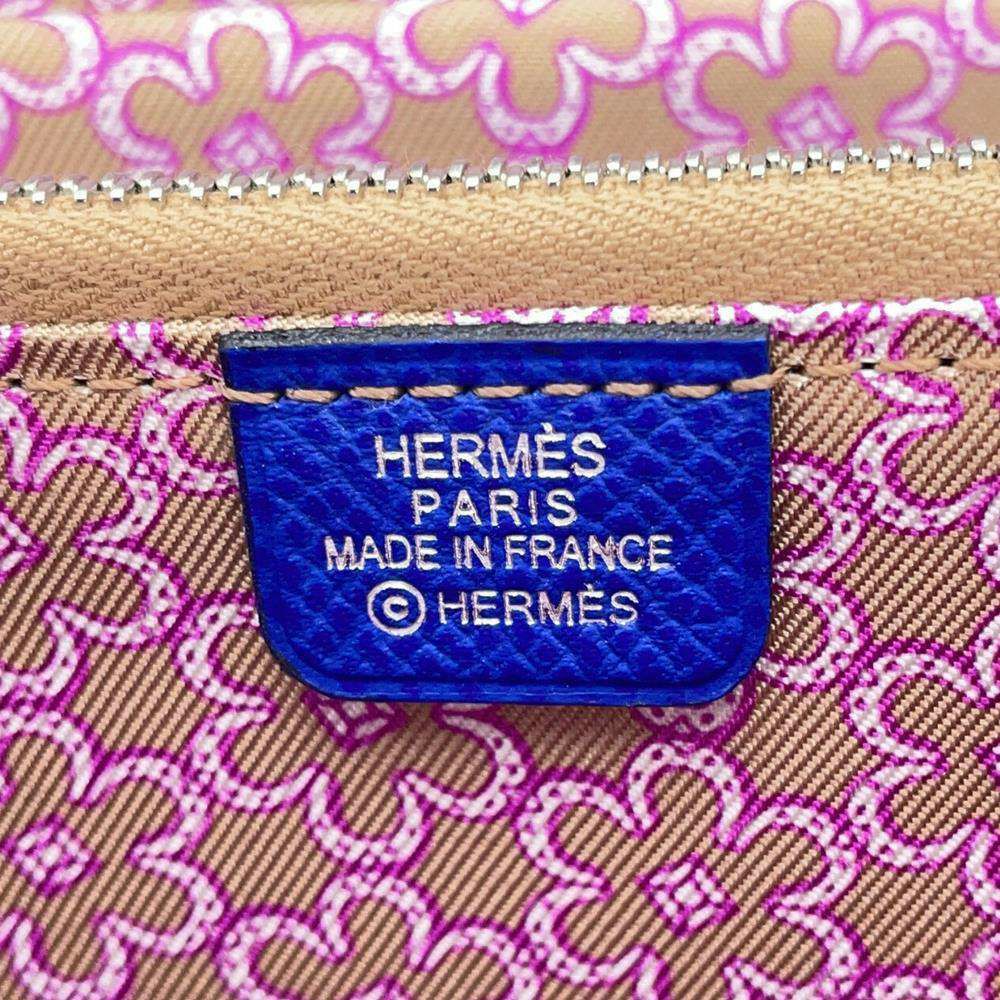 エルメス 長財布 アザップロング シルクイン ブルーロイヤル/シルバー金具 エプソン U刻印 財布