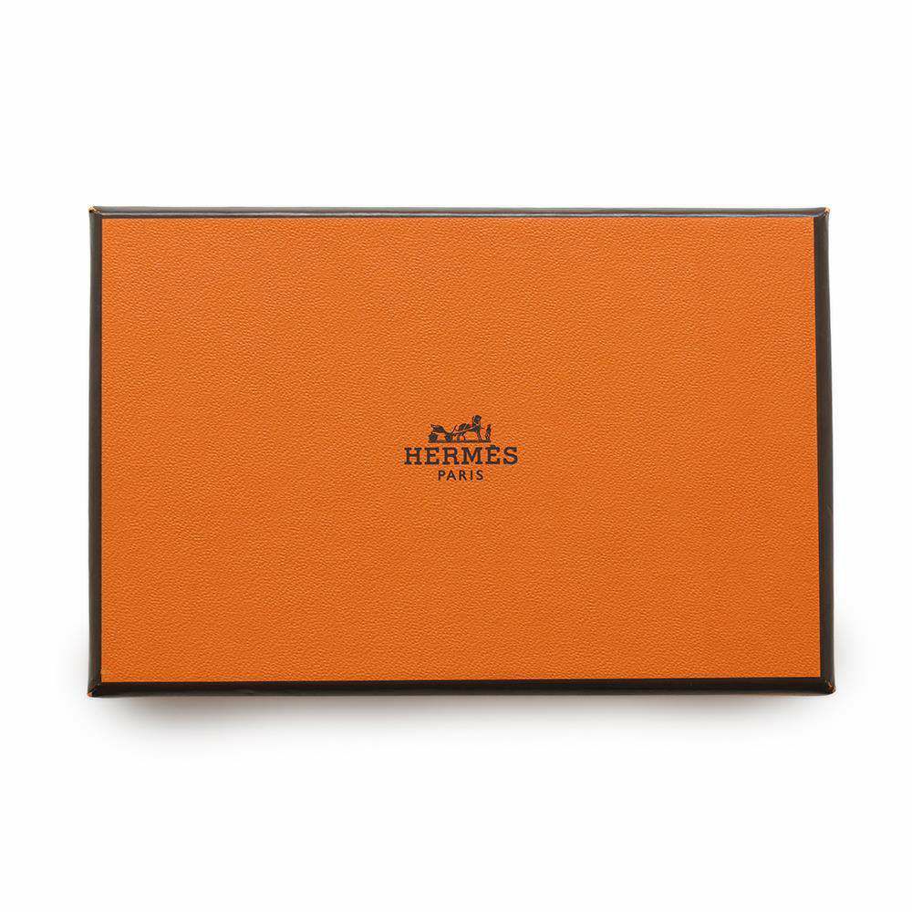 エルメス カードケース カルヴィ ブルージーン/シルバー金具 シェブルミゾル W刻印 シェーブル