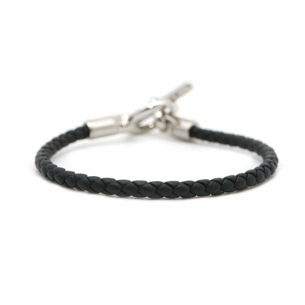 エルメス ブレスレット グレナン ブラック/シルバー金具 スイフト サイズT1 HERMES アクセサリー メンズ 黒