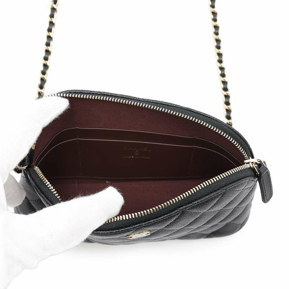 シャネル チェーンショルダーバッグ マトラッセ ココマーク キャビアスキン タイムレスクラシック AP4016 CHANEL バッグ 黒