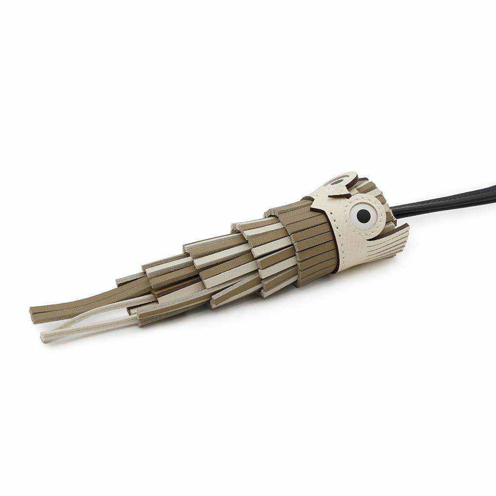 エルメス バッグチャーム シュエット ナタ/ベージュマルファ/ブラック/クレ/ブラン ラムスキン W刻印 フクロウ