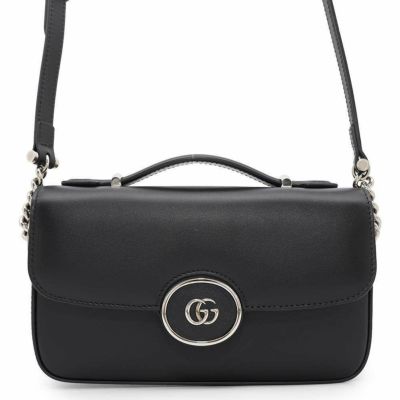 グッチ ショルダーバッグ PETITE GG ミニ レザー 739722 GUCCI ハンドバッグ 黒 安心保証