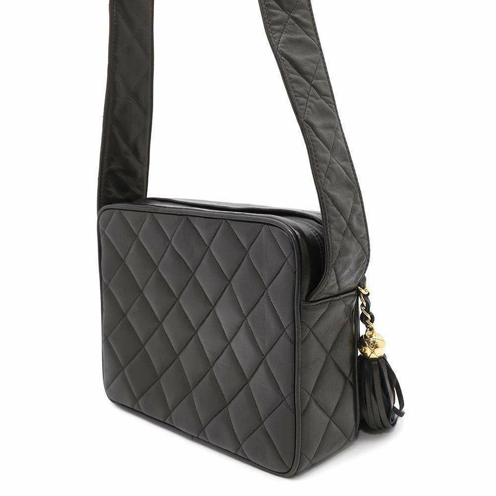 シャネル ショルダーバッグ マトラッセ ココマーク フリンジ タッセル ラムスキン CHANEL バッグ 黒