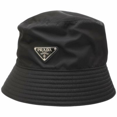 プラダ バケットハット Re-Nylon トライアングルロゴ レディースサイズM 1HC137 PRADA 帽子 黒 安心保証
