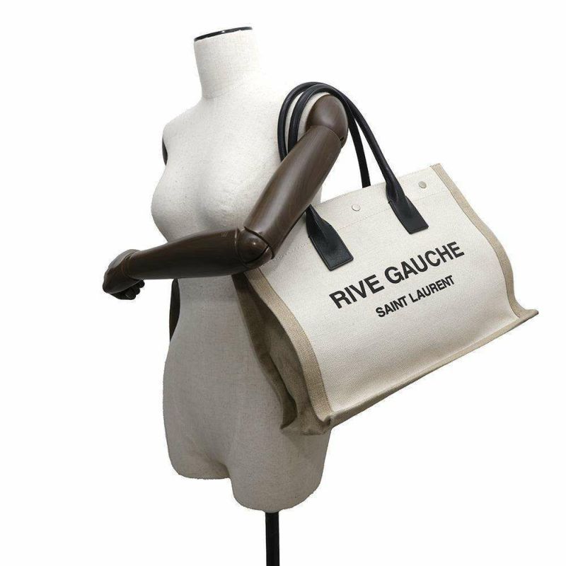 サンローラン トートバッグ リヴ ゴーシュキャンバス レザー スモール 617481 SAINT LAURENT PARIS バッグ