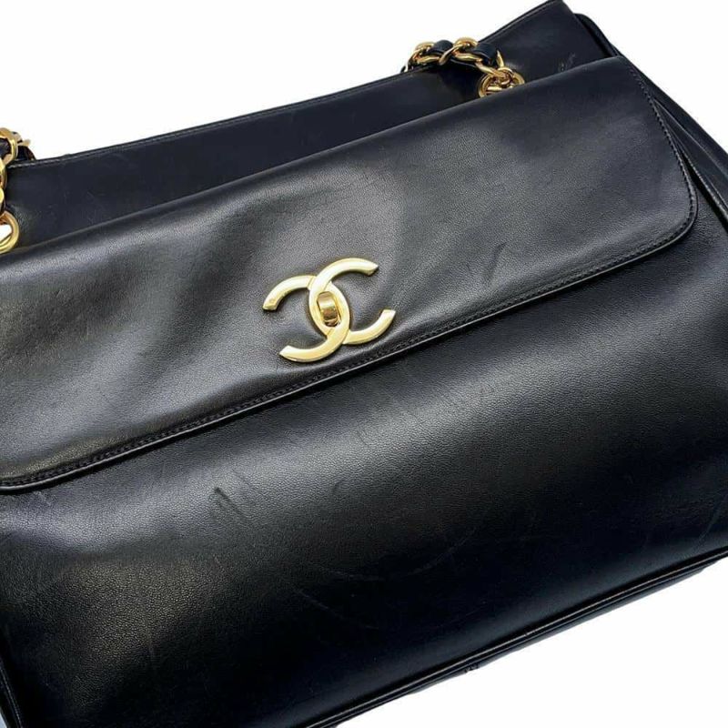 シャネル チェーントートバッグ デカココ ラムスキン A03682 CHANEL バッグ 黒