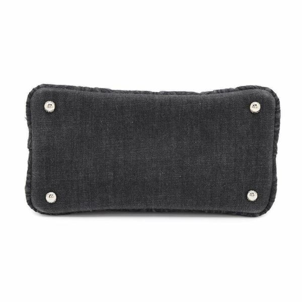 プラダ トートバッグ カナパ フラワーモチーフ 花 デニム PRADA 2wayショルダーバッグ 黒