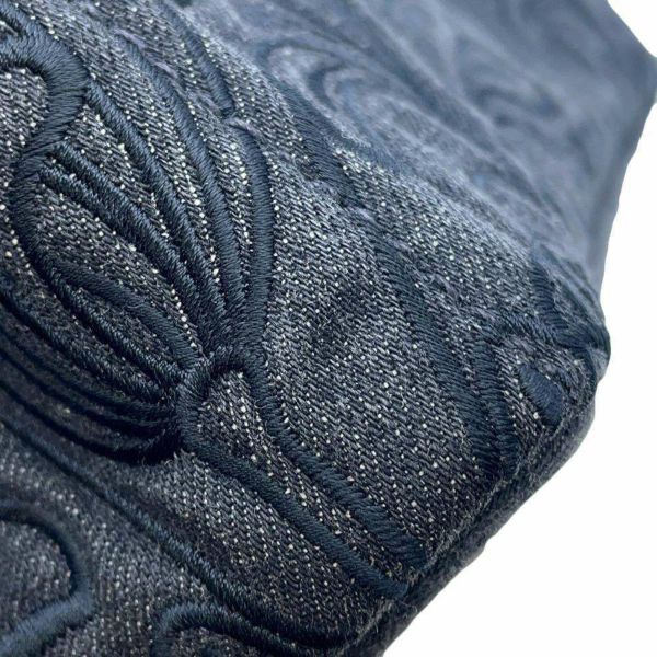 プラダ トートバッグ カナパ フラワーモチーフ 花 デニム PRADA 2wayショルダーバッグ 黒