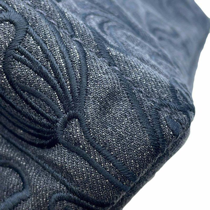 プラダ トートバッグ カナパ フラワーモチーフ 花 デニム PRADA 2wayショルダーバッグ 黒