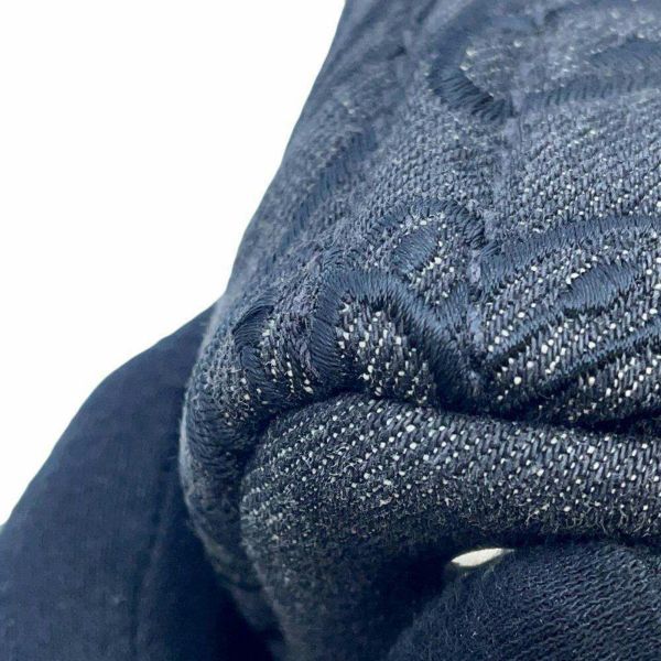 プラダ トートバッグ カナパ フラワーモチーフ 花 デニム PRADA 2wayショルダーバッグ 黒