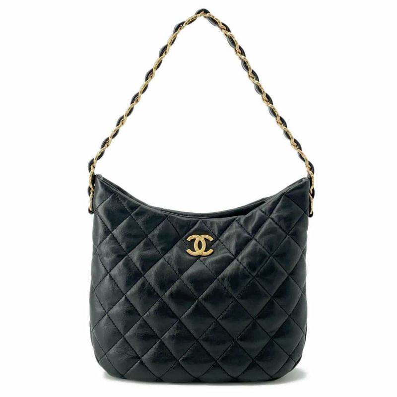 シャネル チェーンショルダーバッグ ココマーク マトラッセ ホーボーバッグ AS3631 CHANEL 黒