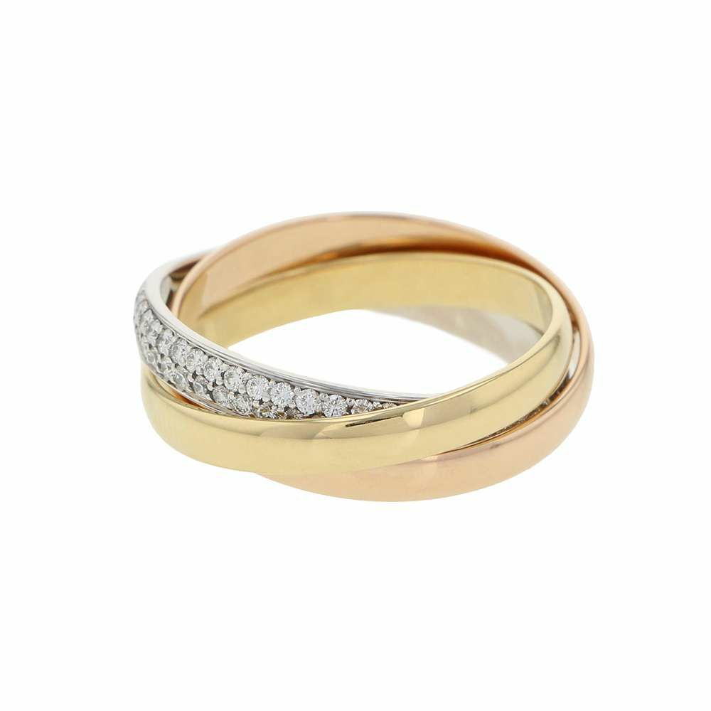 カルティエ リング トリニティ セミパヴェ ダイヤモンド 104P 計0.46ct スモールモデル K18YG/K18PG/K18WG Cartier