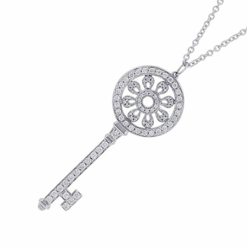 ティファニー ネックレス ペタル キー ペンダント ラージ ダイヤモンド K18WGホワイトゴールド Tiffany&Co. ジュエリー