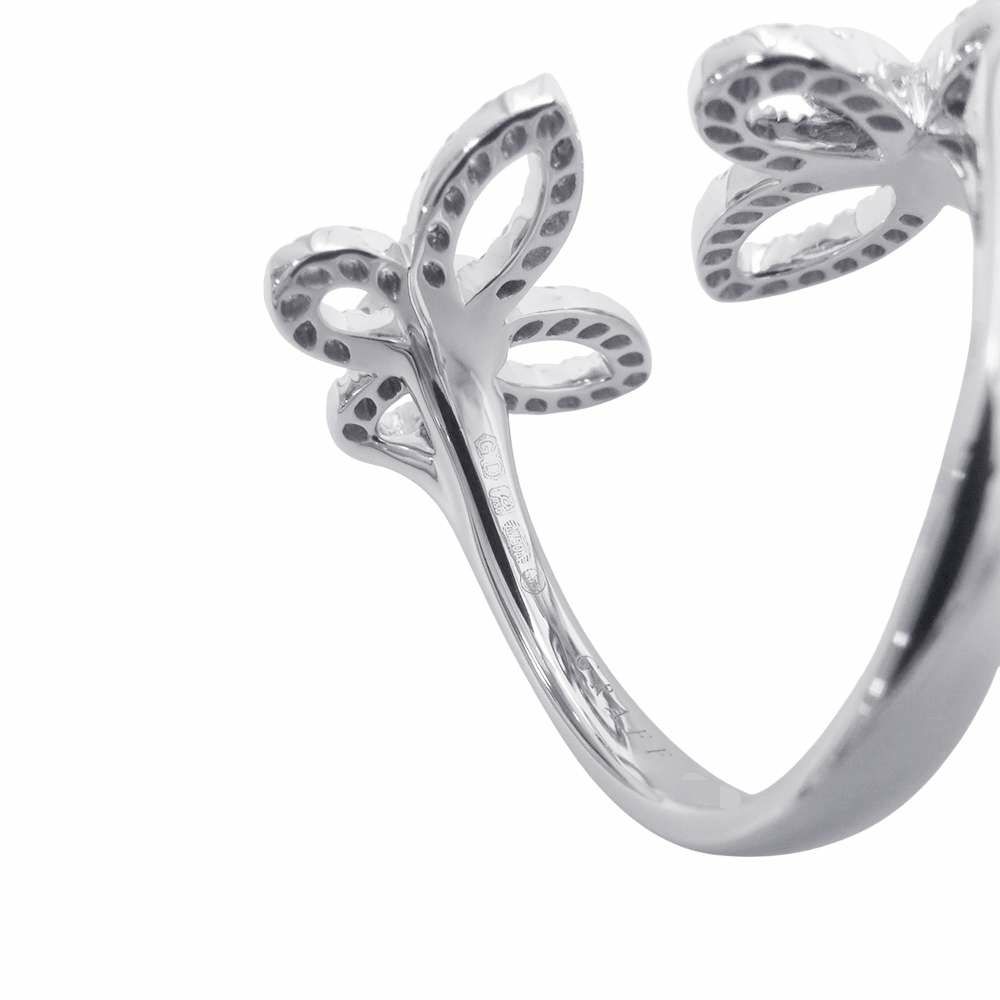 グラフ リング ダブル バタフライ シルエット ダイヤモンド リング ダイヤ 計0.40ct K18WGホワイトゴールド サイズ約8号 RGR789 指輪