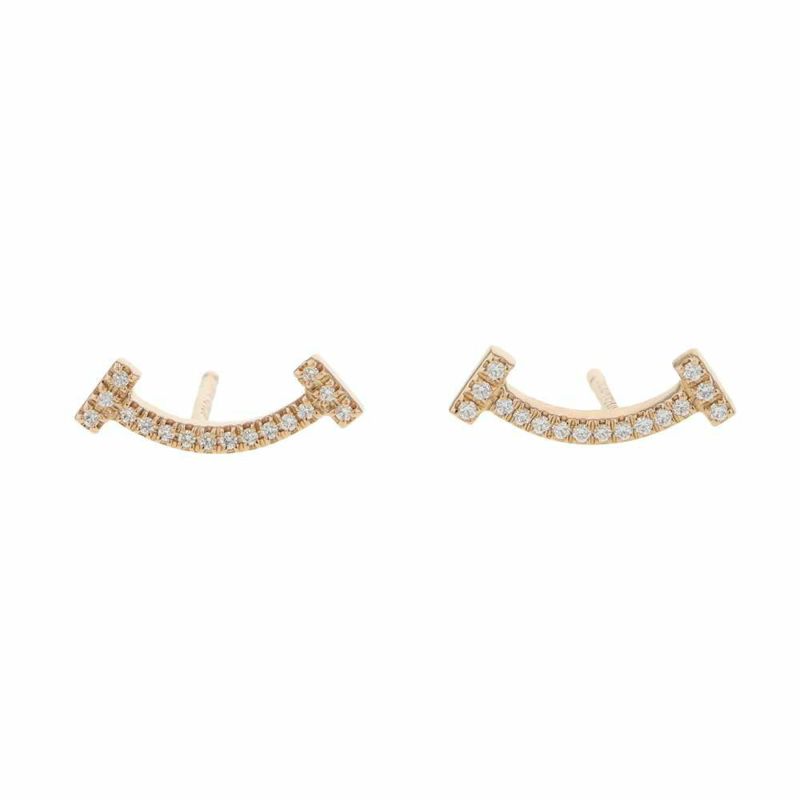 ティファニー ピアス Tスマイル ダイヤモンド 0.06ct K18PGピンクゴールド 60150743 Tiffany&Co. ジュエリー