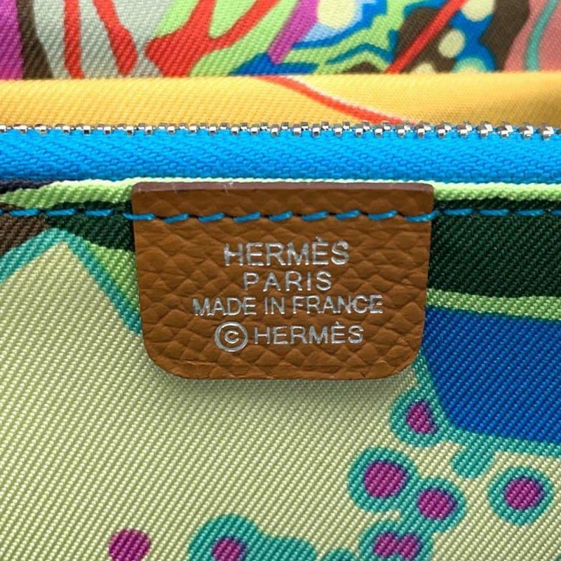 エルメス コインケース アザップコンパクト シルクイン ゴールド/シルバー金具 エプソン B刻印