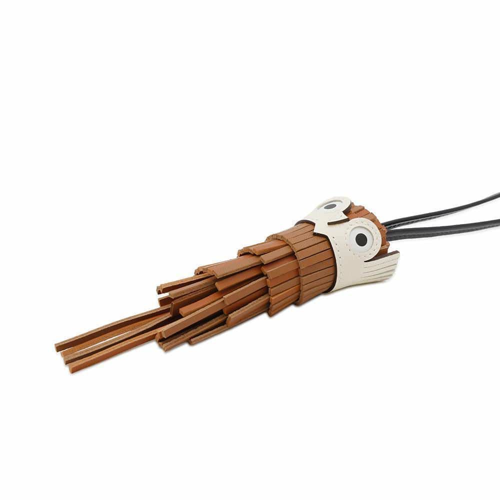 エルメス バッグチャーム シュエット ゴールド/ナタ/ブラック/ ラムスキン W刻印 フクロウ 黒