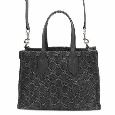 グッチ トートバッグ オフィディアミディアム GGデニム 772183 GUCCI 2wayショルダーバッグ 黒 安心保証