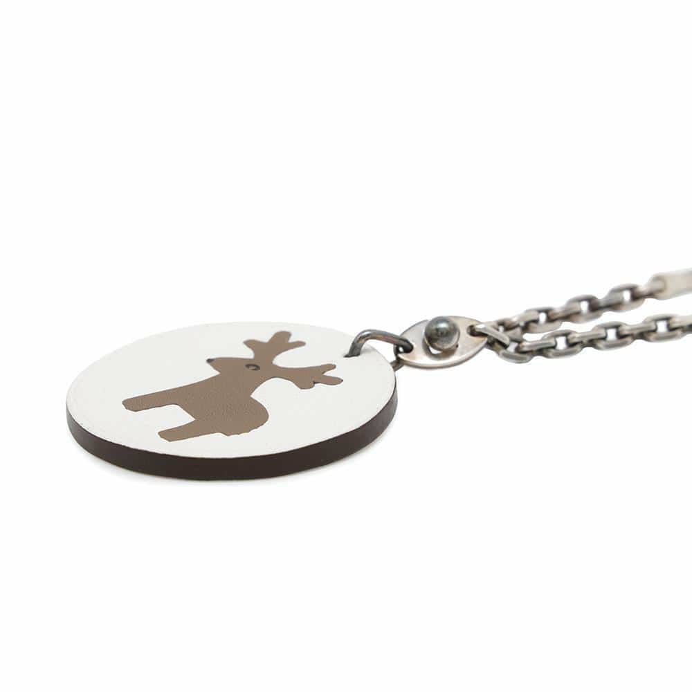 エルメス バッグチャーム アニマルチャーム トナカイ ホワイト/エトゥープ エプソン/SV925 HERMES