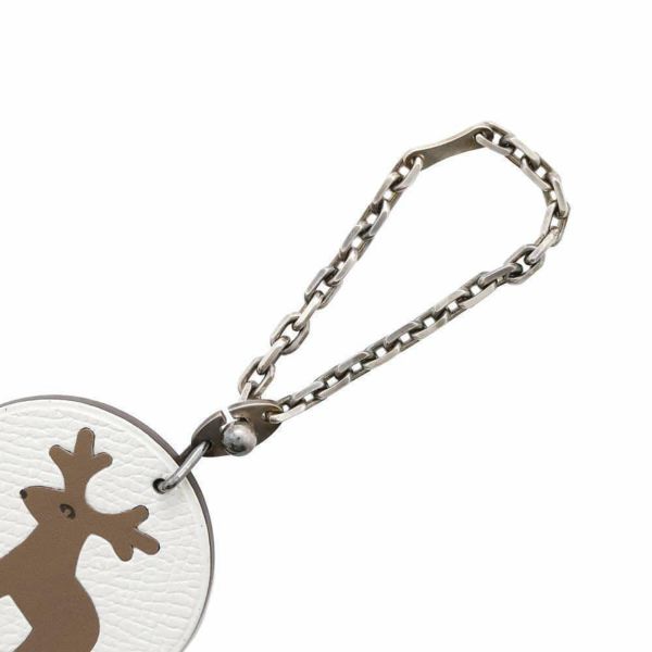 エルメス バッグチャーム アニマルチャーム トナカイ ホワイト/エトゥープ エプソン/SV925 HERMES