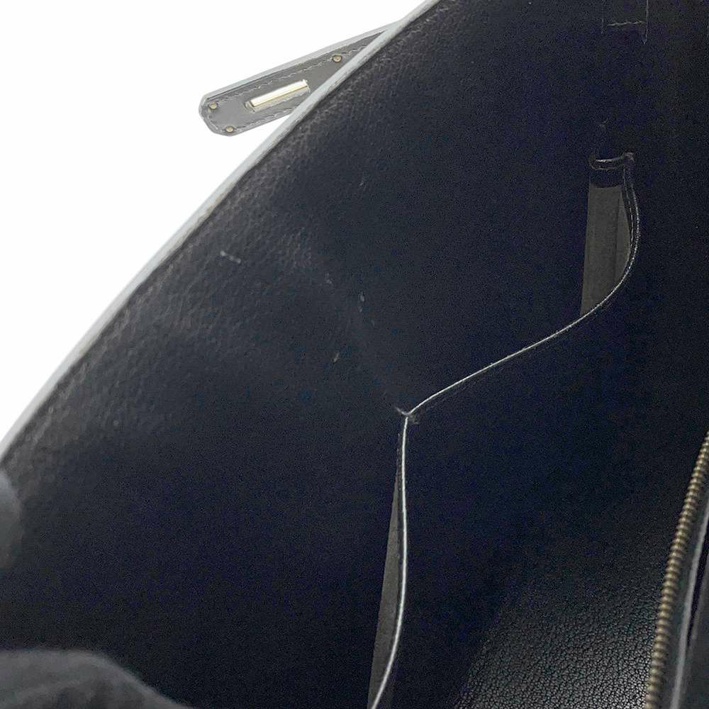 エルメス ハンドバッグ ケリー32 外縫い ナチュラル/ブラック/ゴールド金具 トワルアッシュ/ボックスカーフ 〇Z刻印 黒