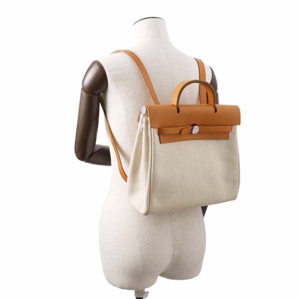 エルメス リュックサック エールバッグ アドPM ナチュラル/ベージュ/シルバー金具 トワルアッシュ/バッシュハンター □C刻印