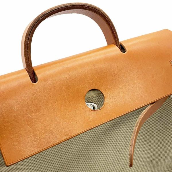 エルメス リュックサック エールバッグ アドPM ナチュラル/ベージュ/シルバー金具 トワルアッシュ/バッシュハンター □C刻印