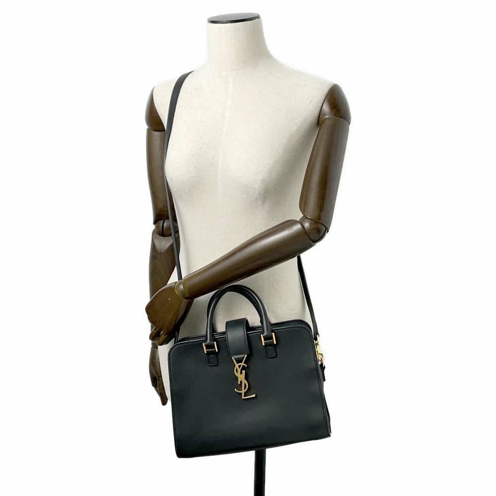 サンローランパリ ハンドバッグ ベイビーカバス レザー 372087 SAINT LAURENT PARIS 2wayショルダーバッグ 黒