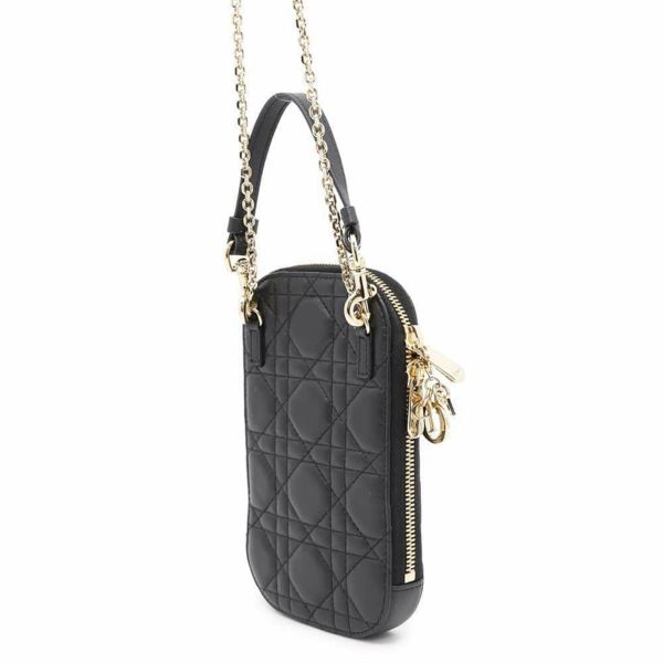 クリスチャン・ディオール スマホケース レディディオール フォンホルダー カナージュ ラムスキン S0872ONMJ 黒